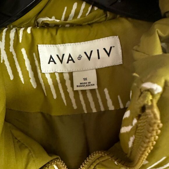 NWOT Ava & Viv Chartreuse Green Puffer Jacket Plus Size 1X - Picture 8 of 10